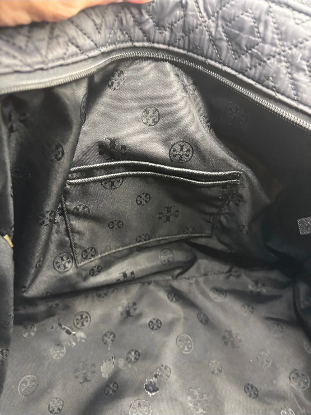 Tory Burch Quilted Black Tote with Logo Medallion